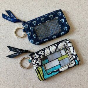 Vera Bradley Zip ID Cases ~ Set of Two:  Island Blooms and Nantucket Navy